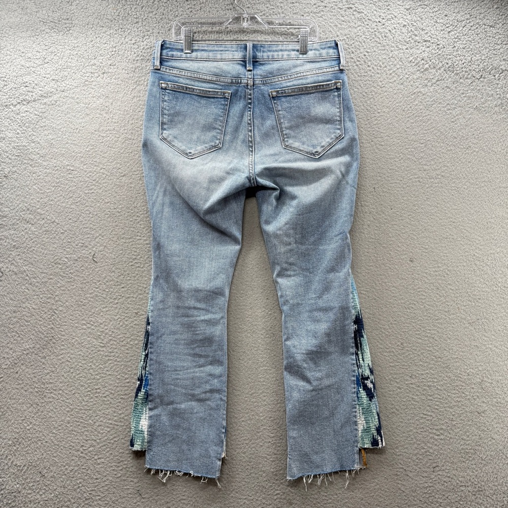 Driftwood Indie Jeans Women’s Size W27 Flared Crop Patchwork Raw Hem Boho Hippie - Picture 10 of 16